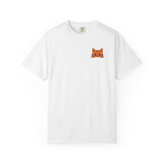 Peeking Cat Shirt, Orange Tabby Pocket Cat Tee