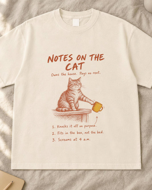 Funny Cat Shirt, Notes on the Cat Comfort Colors Tee for Cat Lovers