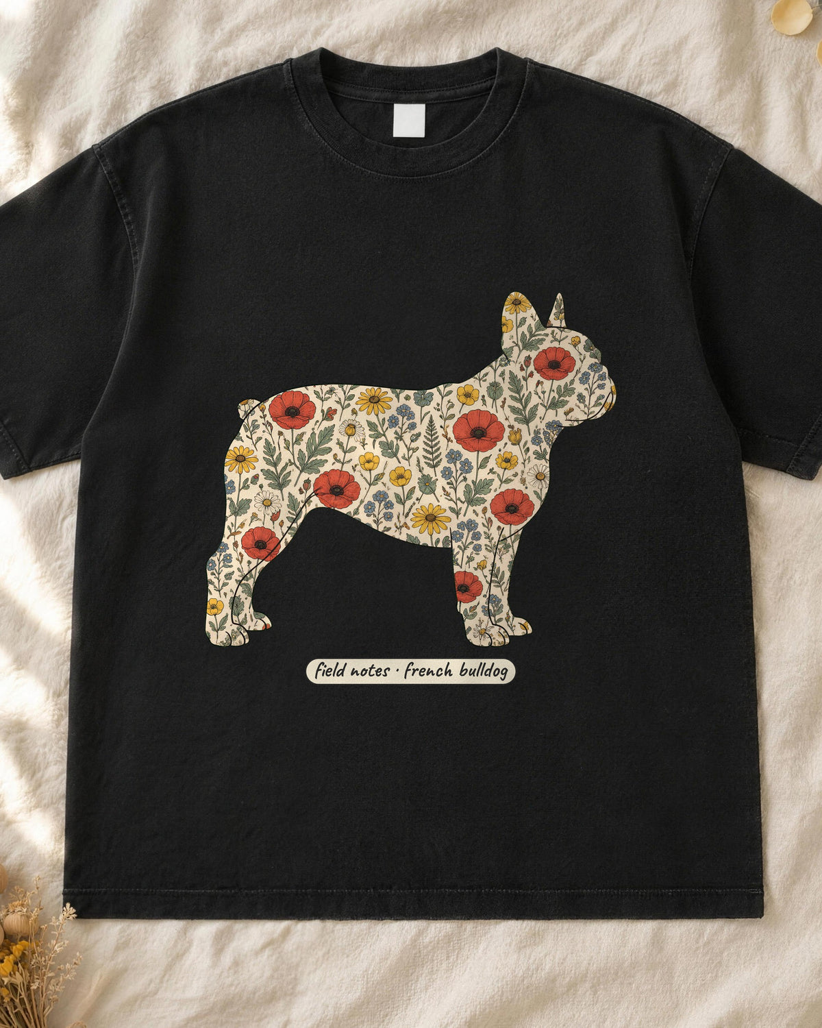 Floral French Bulldog Shirt, Wildflower Frenchie Comfort Colors Tee