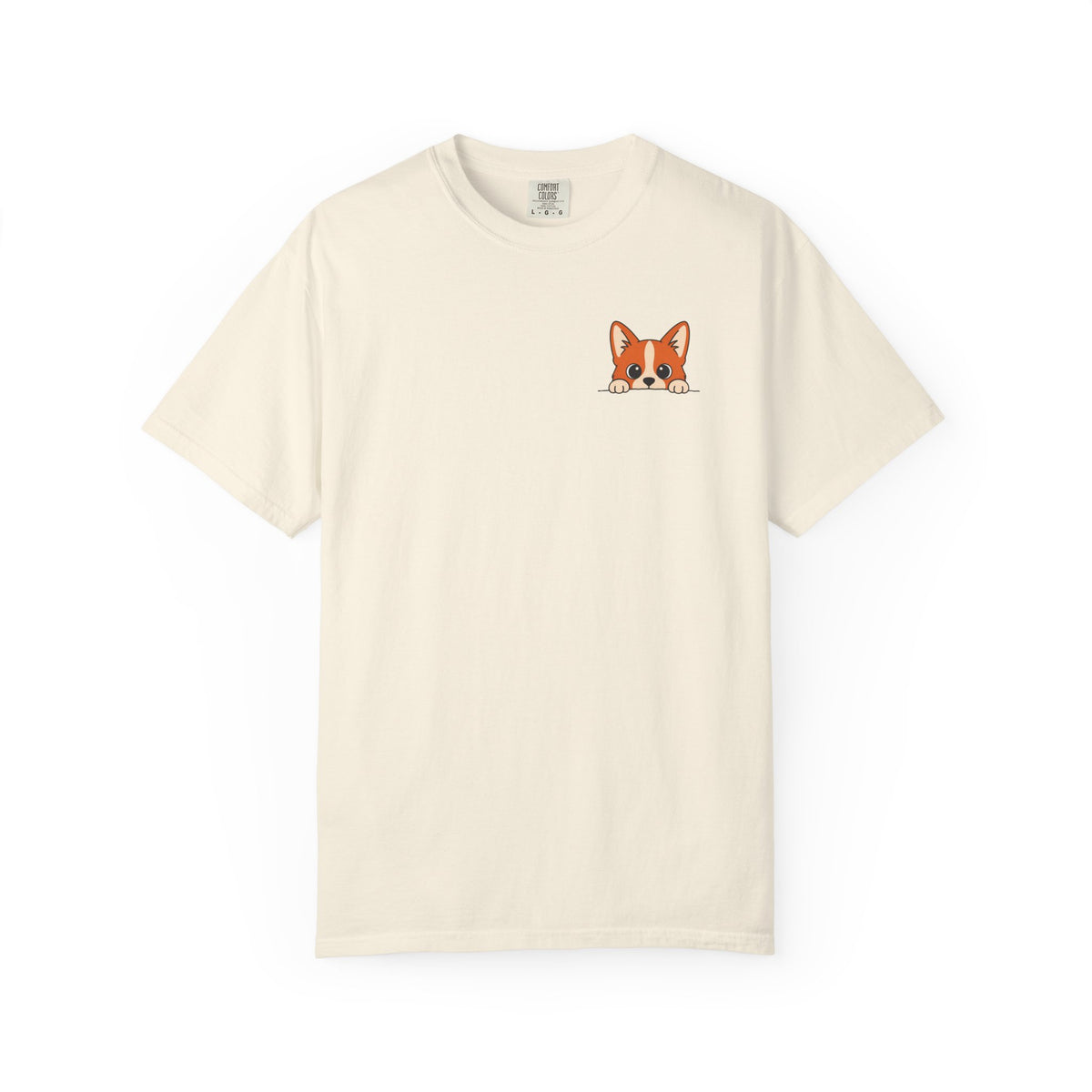 Peeking Corgi Shirt, Minimal Pocket Corgi Tee