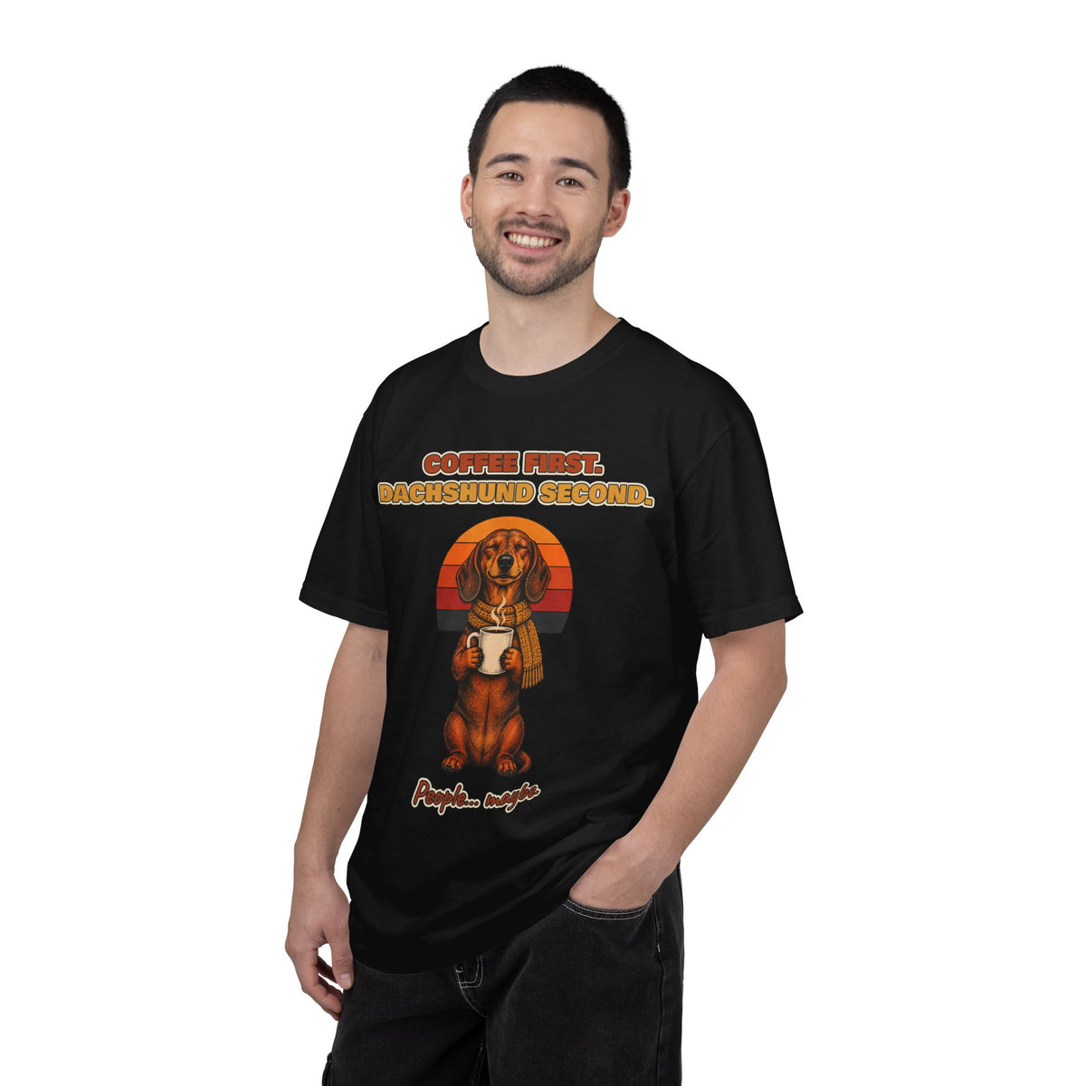 Coffee First Dachshund Second T-Shirt – Funny Dachshund Coffee Tee