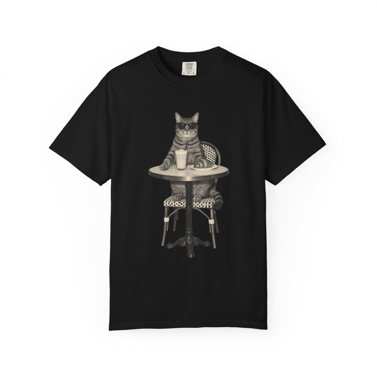 Cat Coffee Shirt, Vintage Brunch Cat in Sunglasses Tee