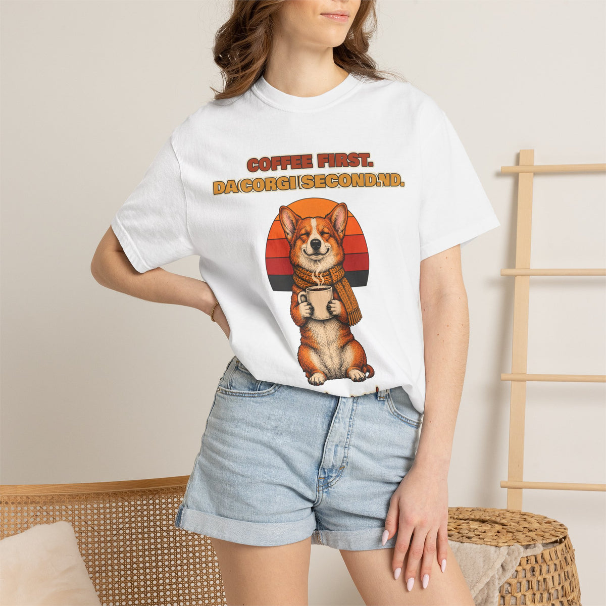 Coffee First Corgi Second T-Shirt – Funny Corgi Coffee Tee