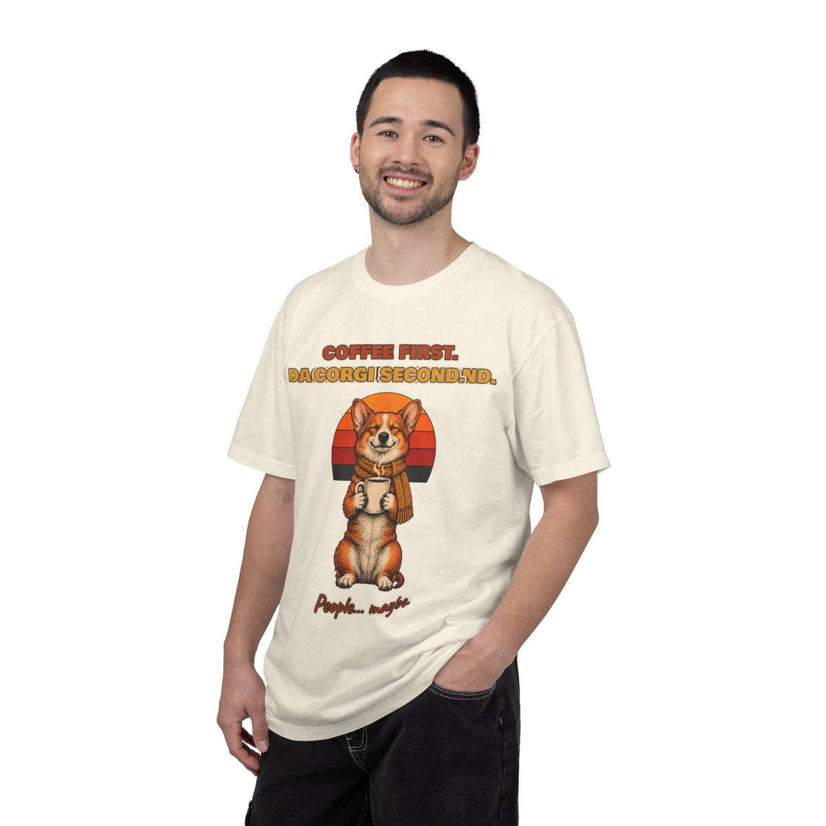 Coffee First Corgi Second T-Shirt – Funny Corgi Coffee Tee