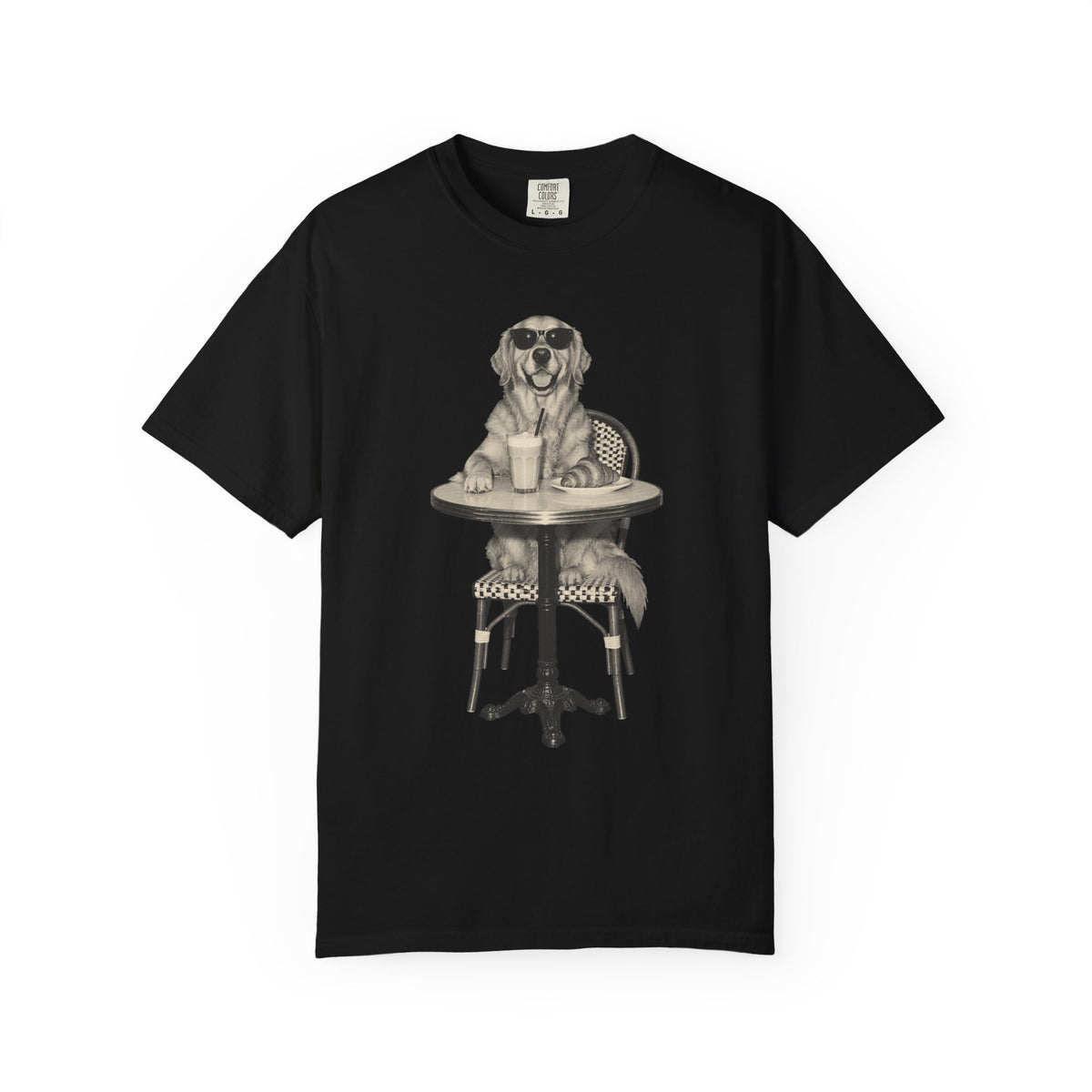 Golden Retriever Coffee Shirt, Vintage Brunch Dog in Sunglasses Tee