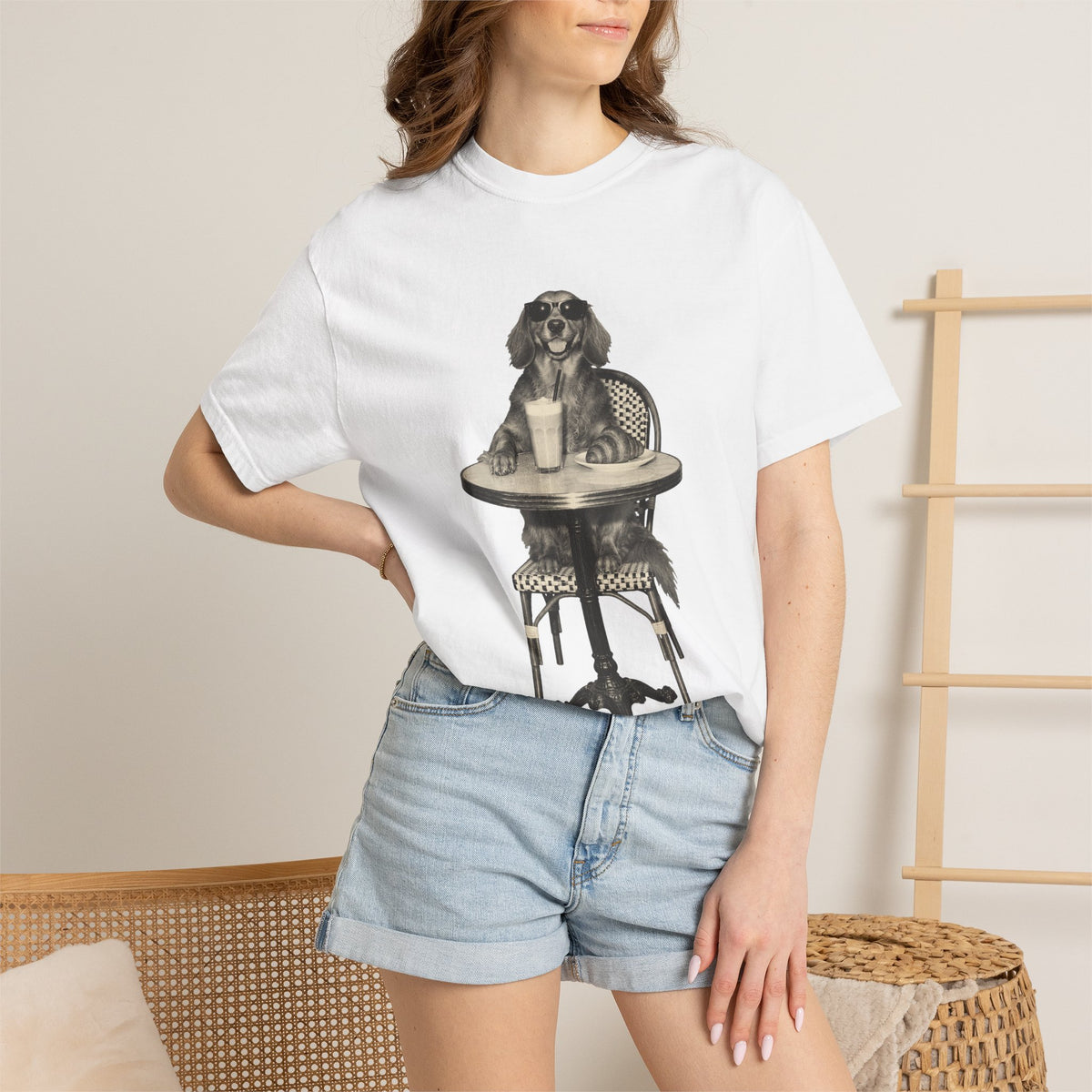 Dachshund Coffee Shirt, Vintage Brunch Dog in Sunglasses Tee