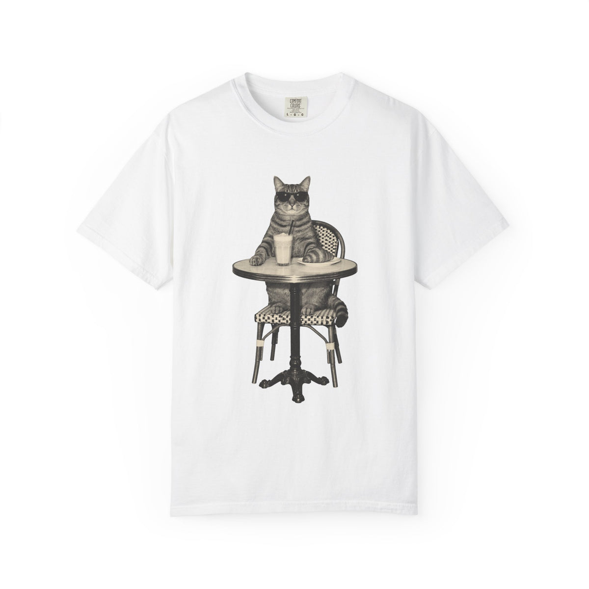 Cat Coffee Shirt, Vintage Brunch Cat in Sunglasses Tee