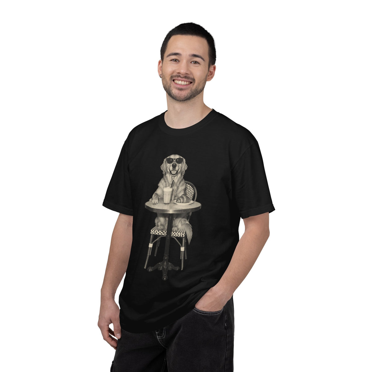 Golden Retriever Coffee Shirt, Vintage Brunch Dog in Sunglasses Tee