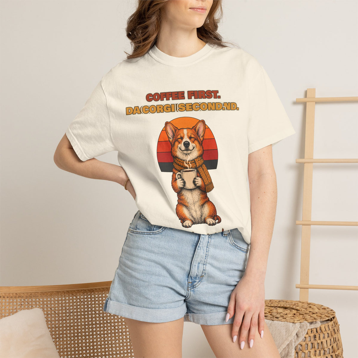 Coffee First Corgi Second T-Shirt – Funny Corgi Coffee Tee