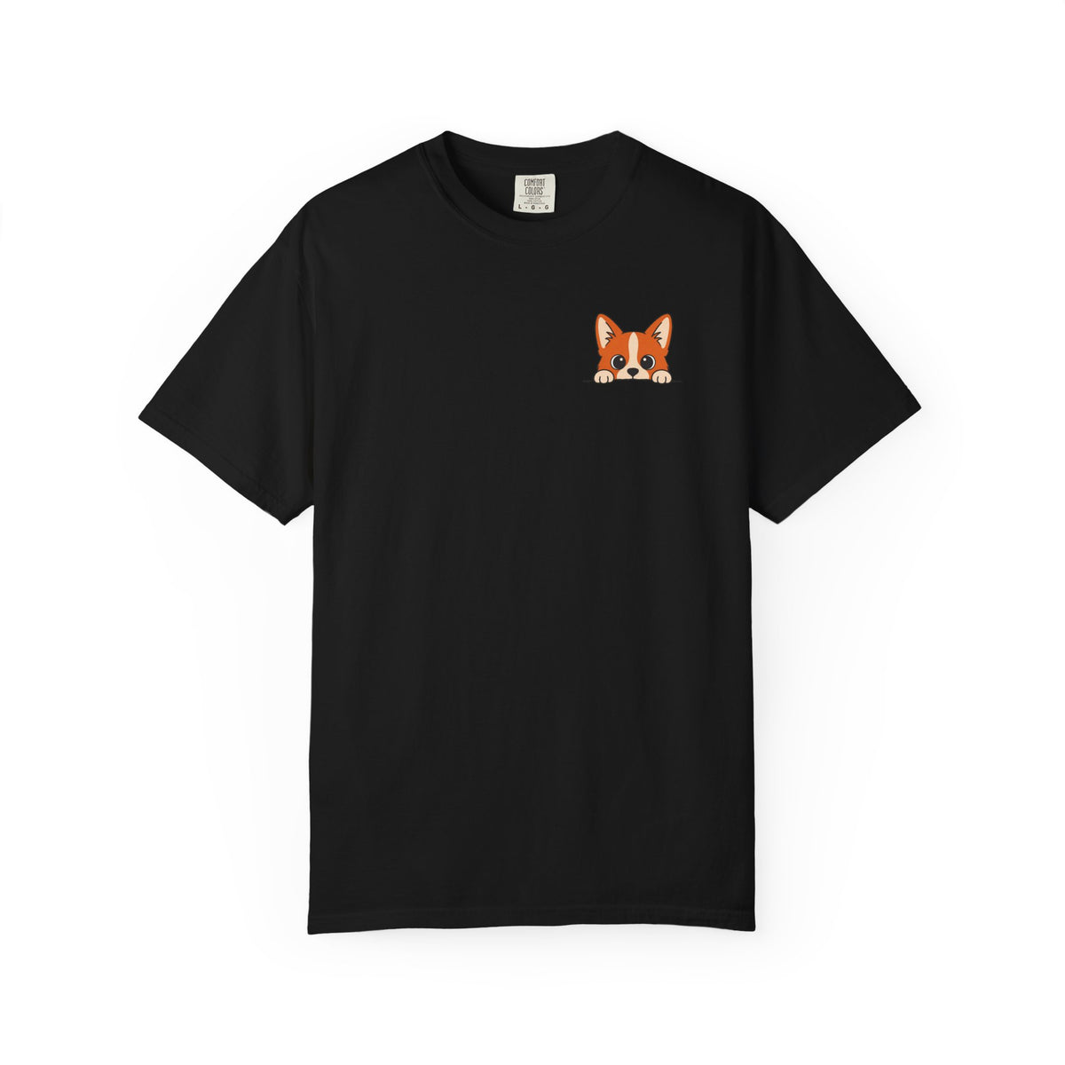 Peeking Corgi Shirt, Minimal Pocket Corgi Tee