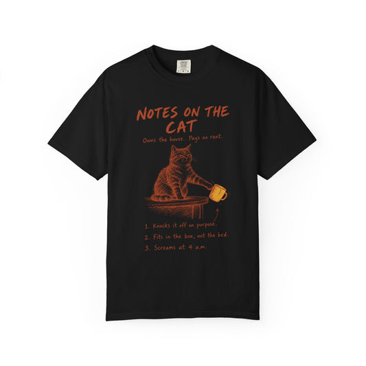 Funny Cat Shirt, Notes on the Cat Comfort Colors Tee for Cat Lovers