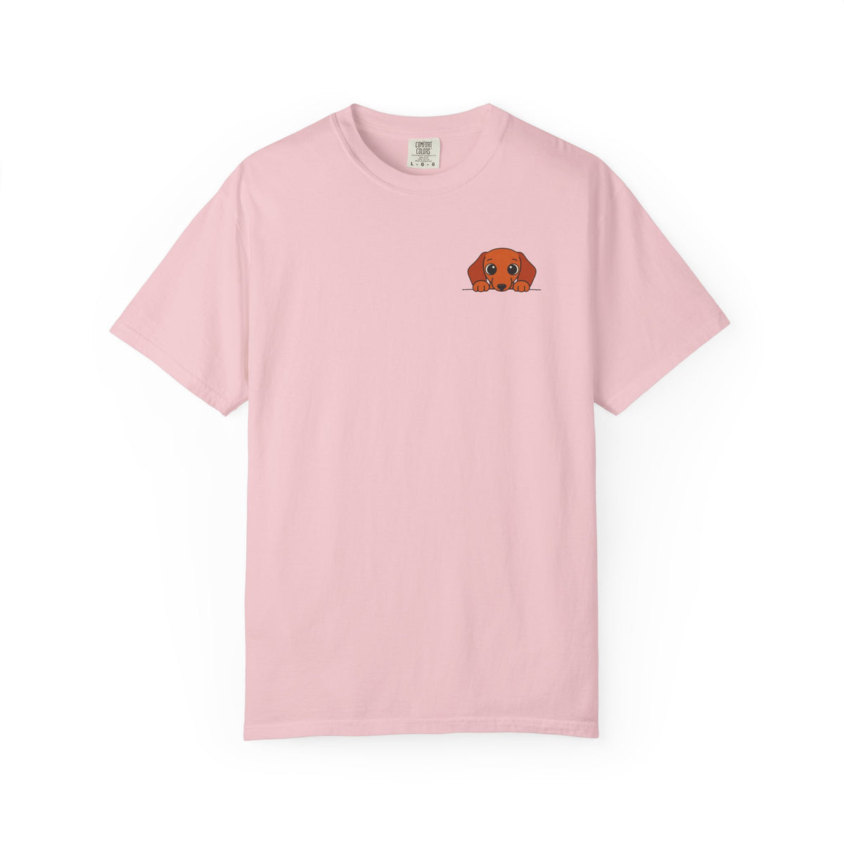 Peeking Dachshund Shirt, Minimal Pocket Doxie Tee