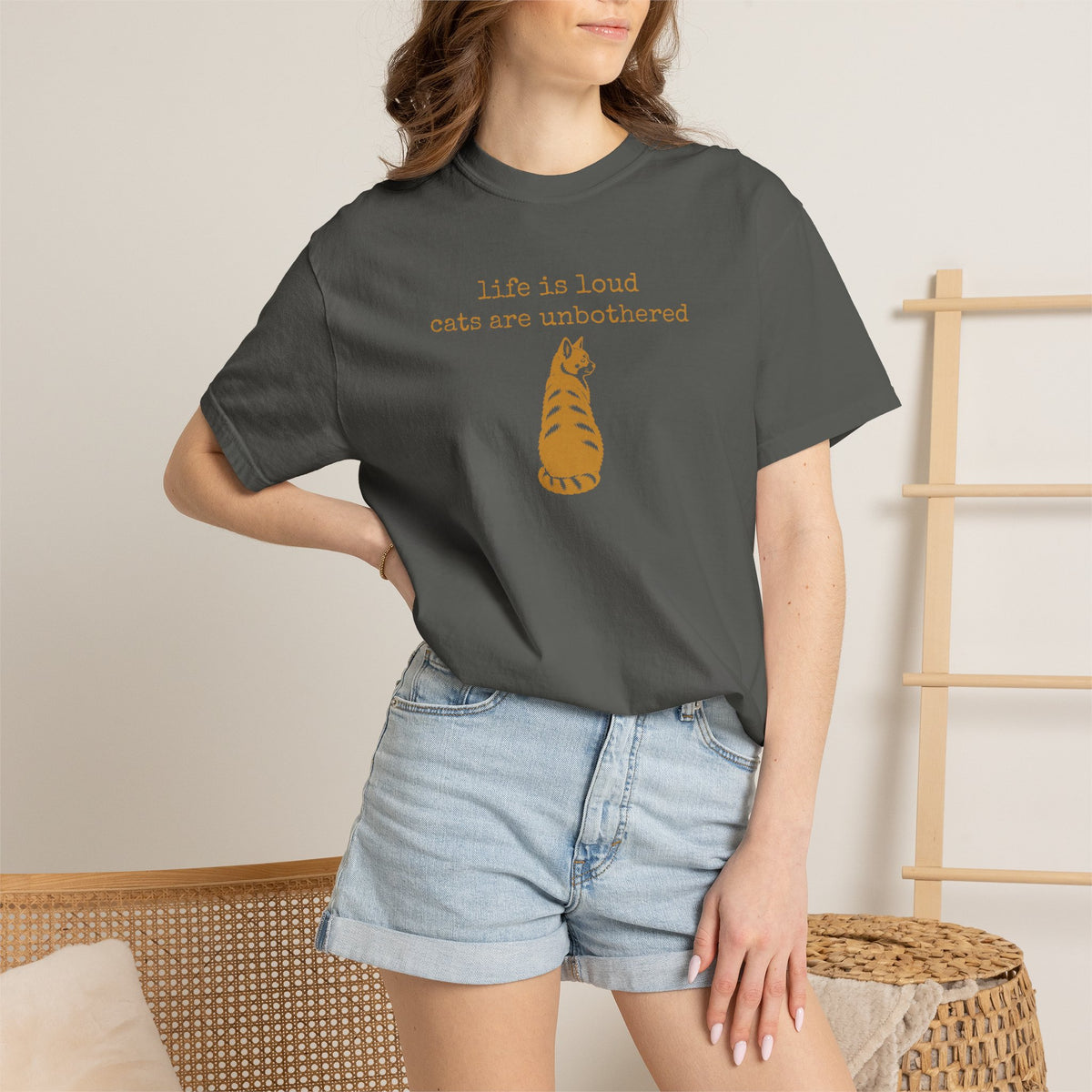 Cat Shirt, Life Is Loud Cats Are Unbothered Funny Graphic Tee