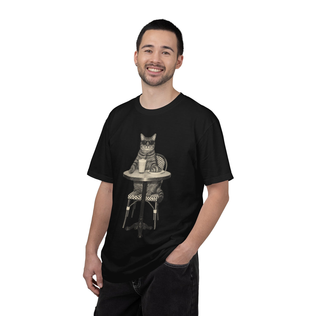 Cat Coffee Shirt, Vintage Brunch Cat in Sunglasses Tee