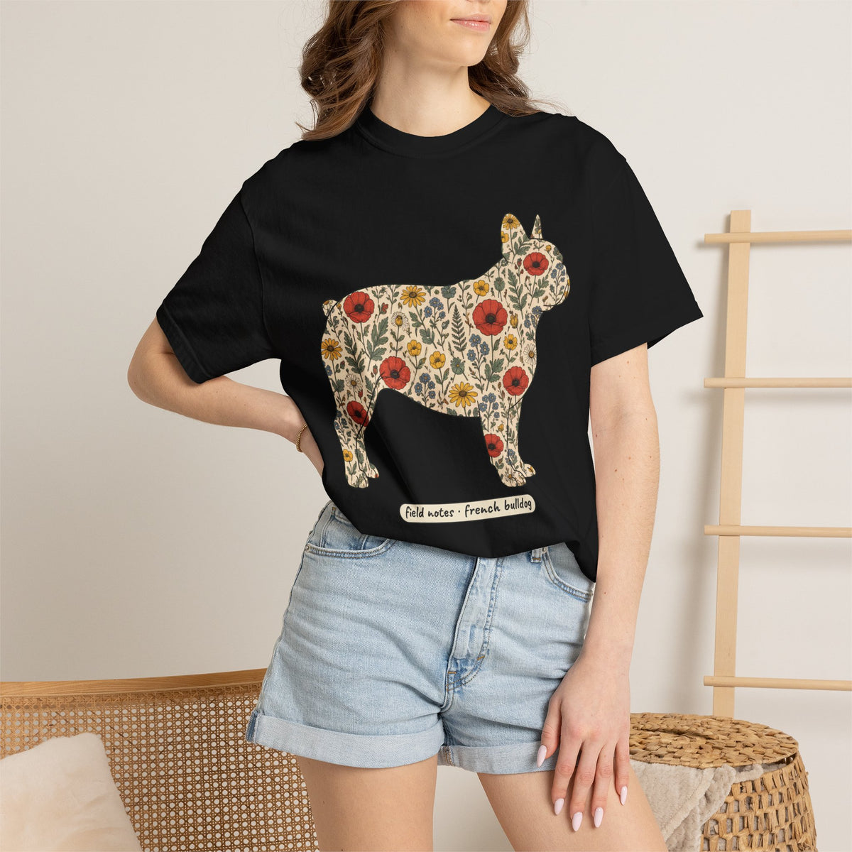 Floral French Bulldog Shirt, Wildflower Frenchie Comfort Colors Tee