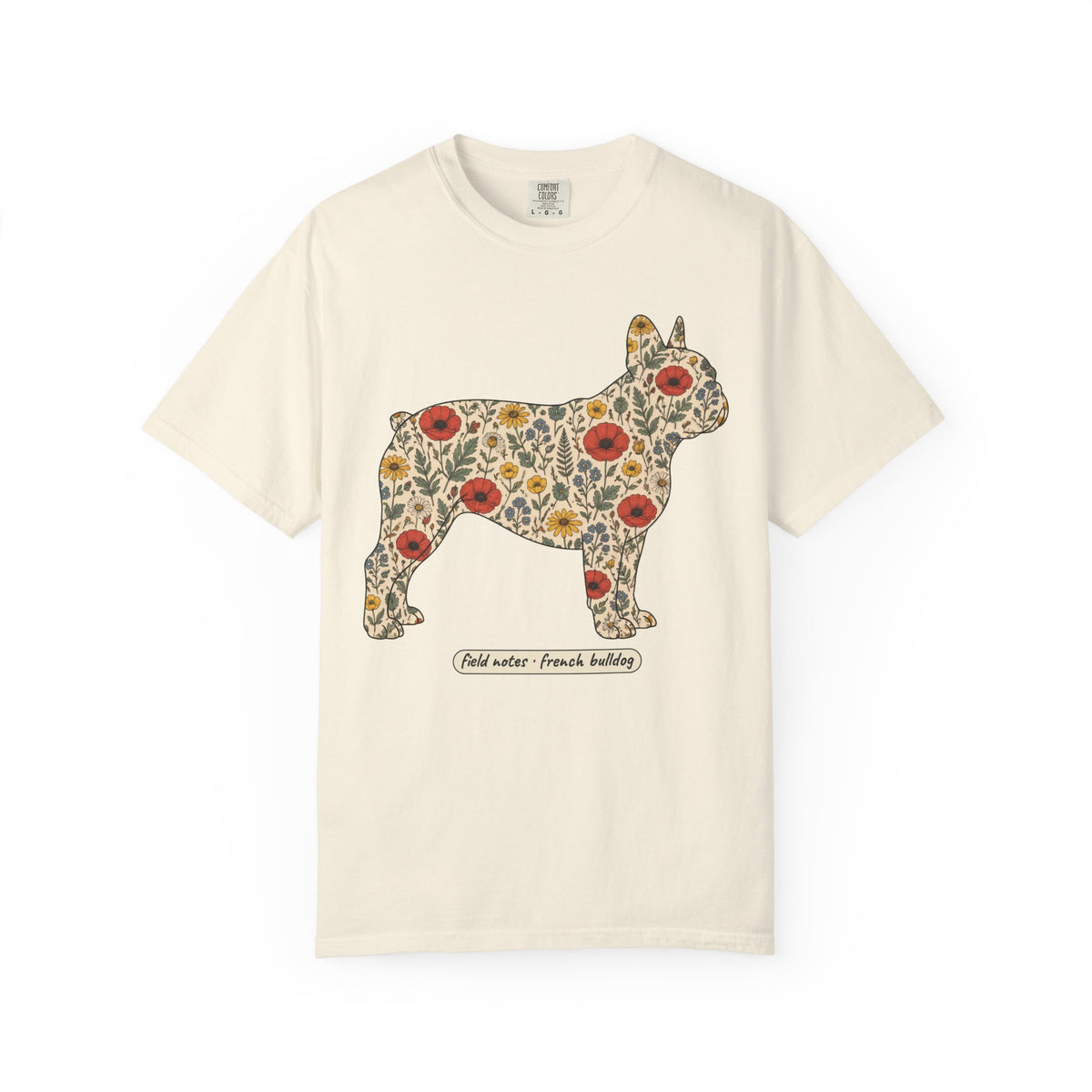 Floral French Bulldog Shirt, Wildflower Frenchie Comfort Colors Tee