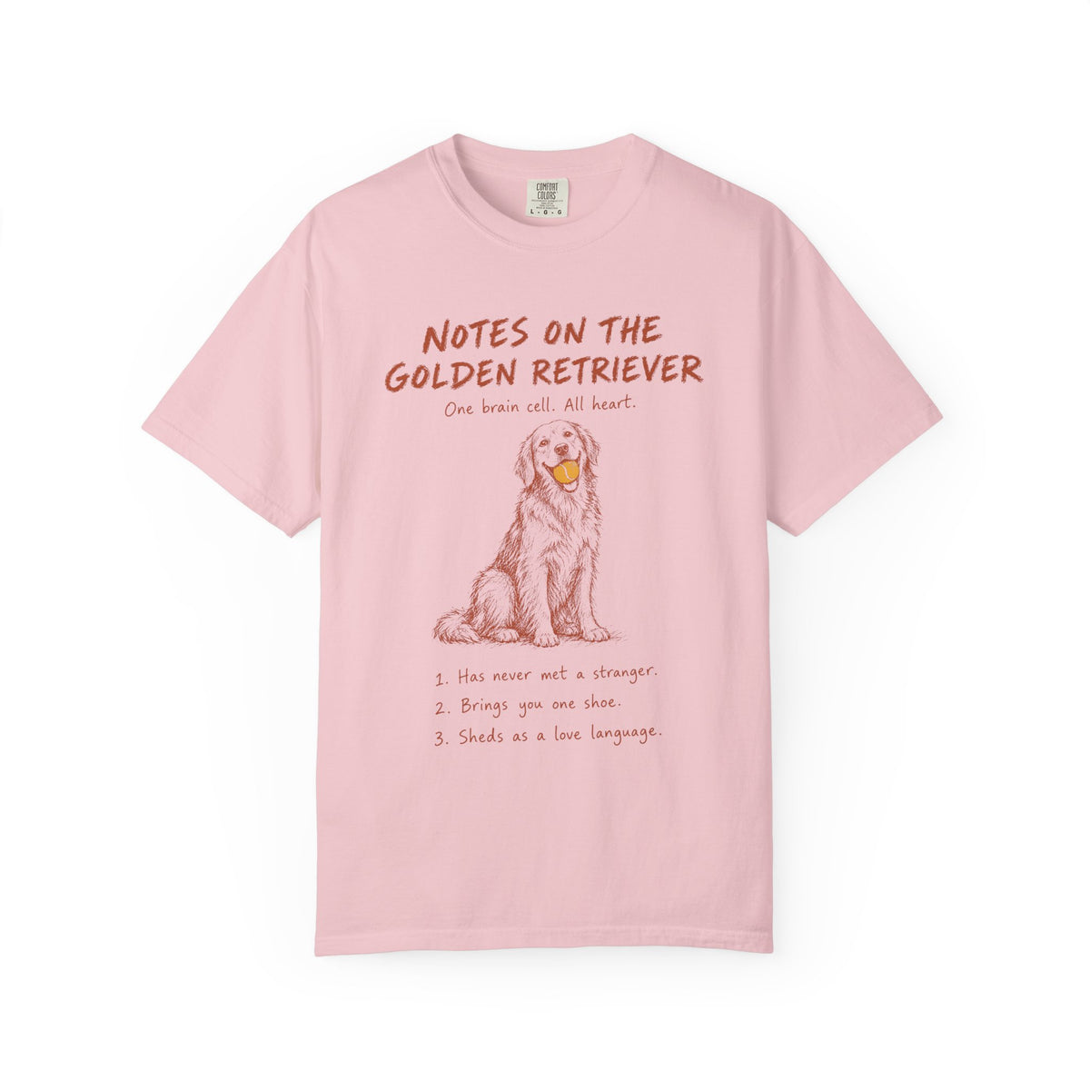 Funny Golden Retriever Shirt, Notes on the Golden Comfort Colors Tee