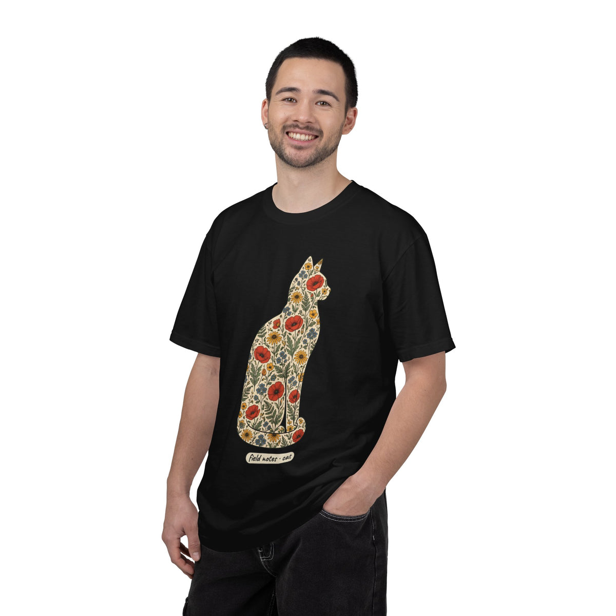 Floral Cat Shirt, Wildflower Cat Silhouette Comfort Colors Tee