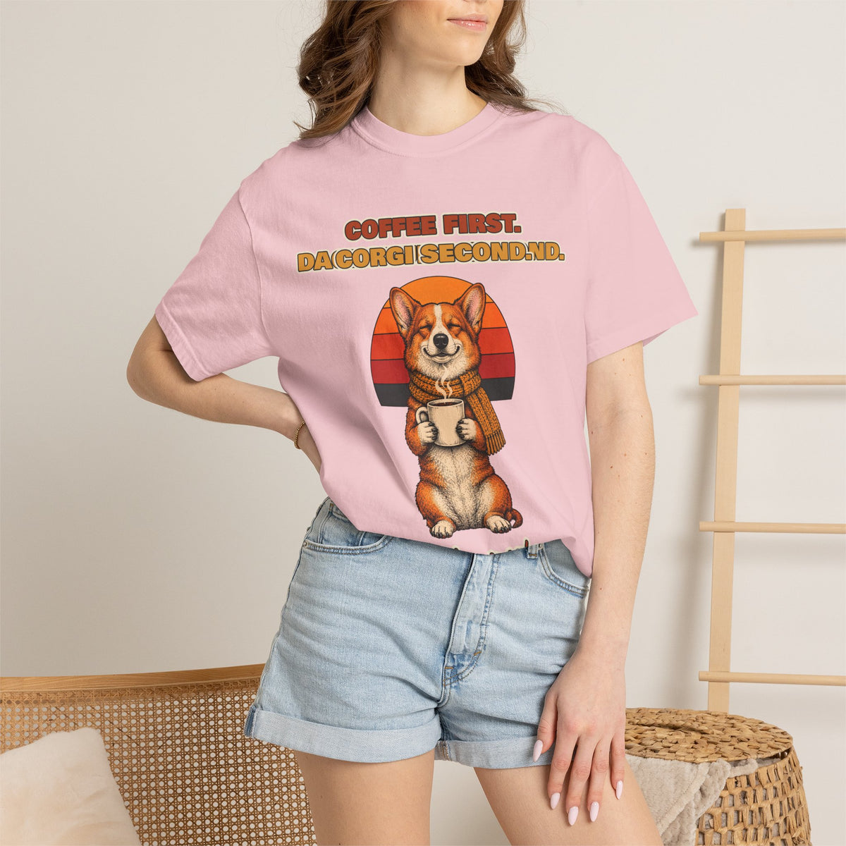 Coffee First Corgi Second T-Shirt – Funny Corgi Coffee Tee