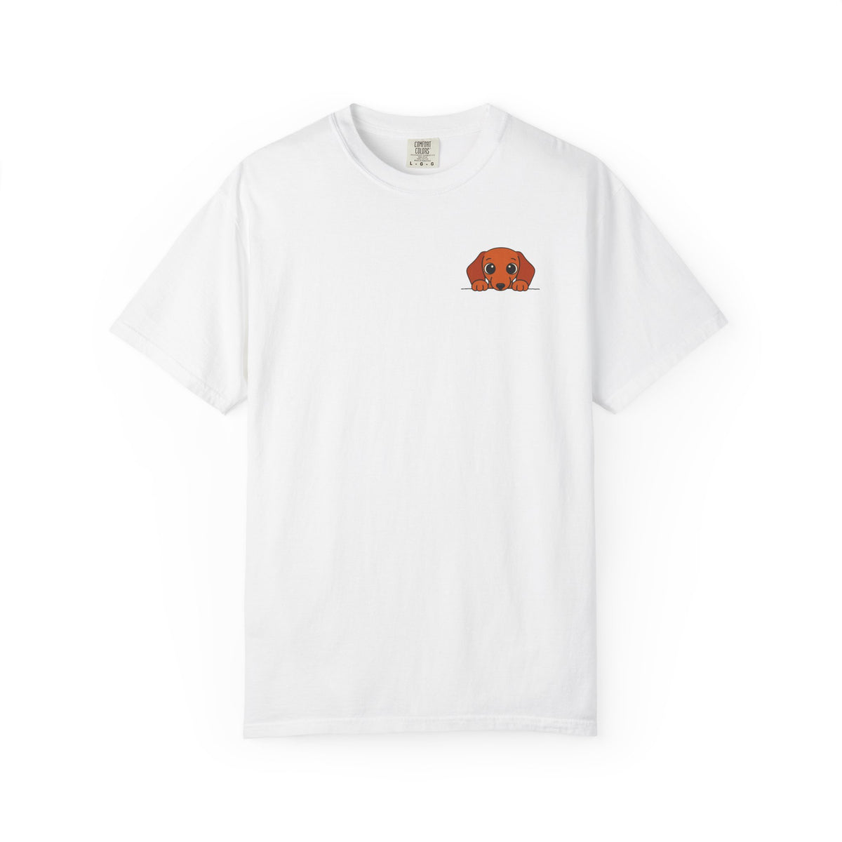 Peeking Dachshund Shirt, Minimal Pocket Doxie Tee