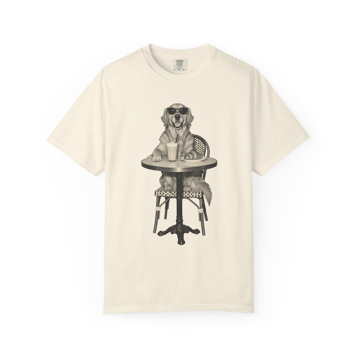 Golden Retriever Coffee Shirt, Vintage Brunch Dog in Sunglasses Tee