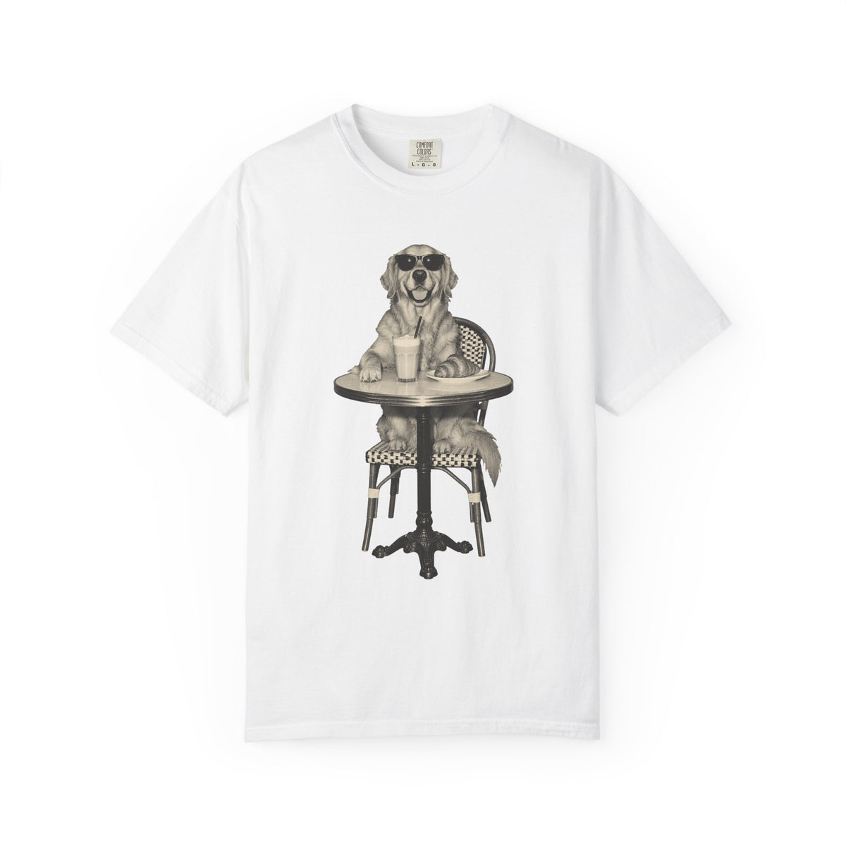 Golden Retriever Coffee Shirt, Vintage Brunch Dog in Sunglasses Tee