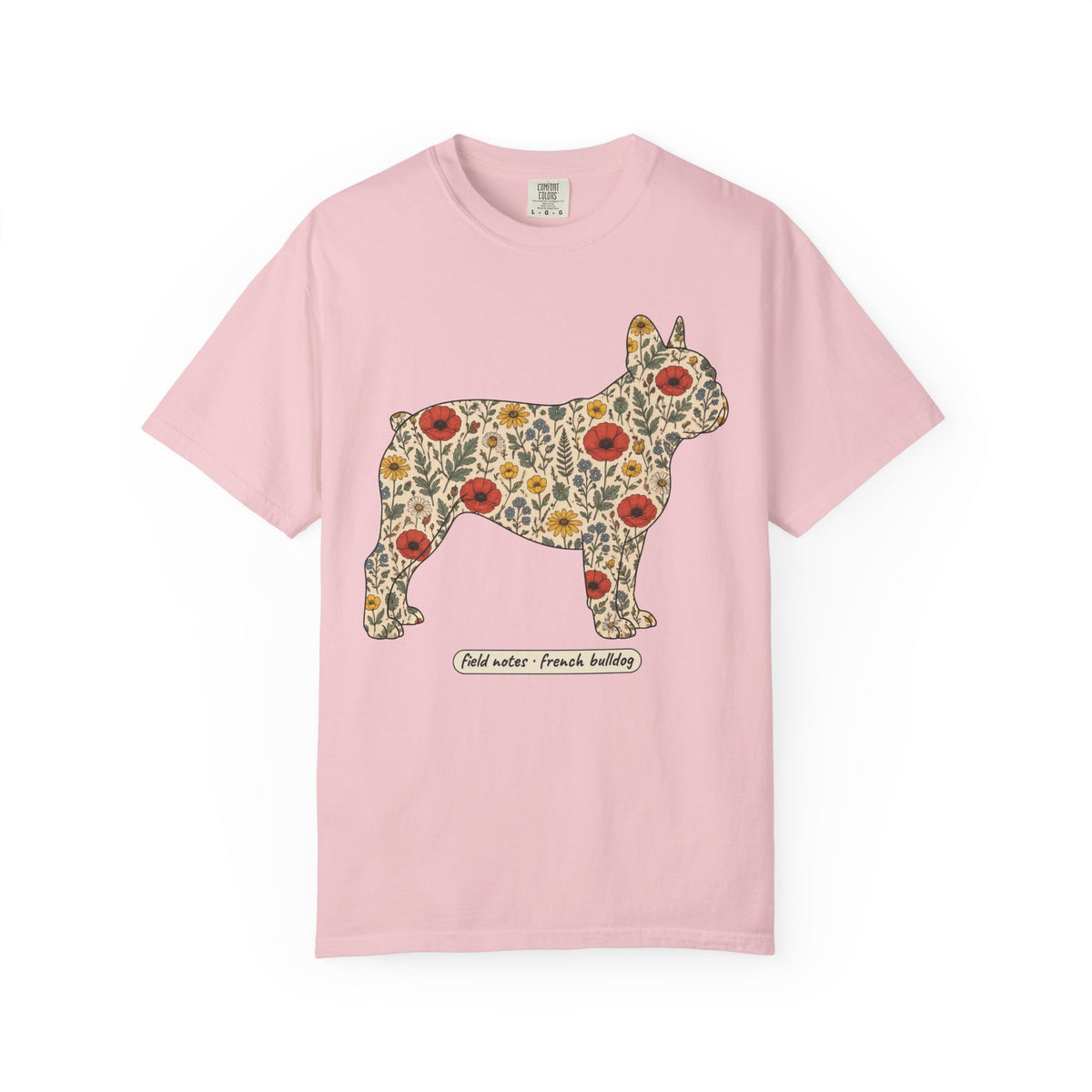 Floral French Bulldog Shirt, Wildflower Frenchie Comfort Colors Tee
