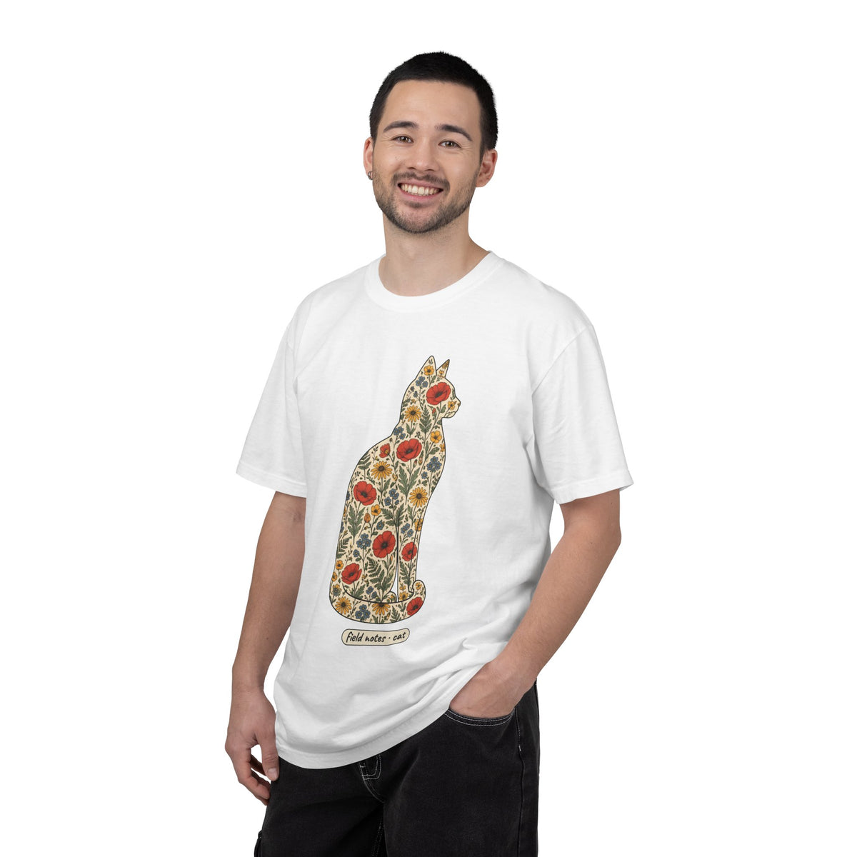Floral Cat Shirt, Wildflower Cat Silhouette Comfort Colors Tee