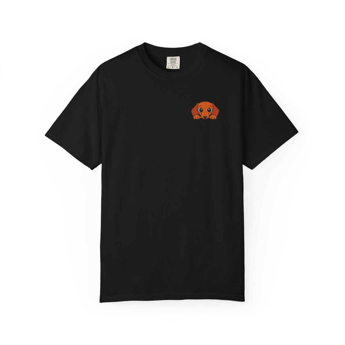 Peeking Dachshund Shirt, Minimal Pocket Doxie Tee