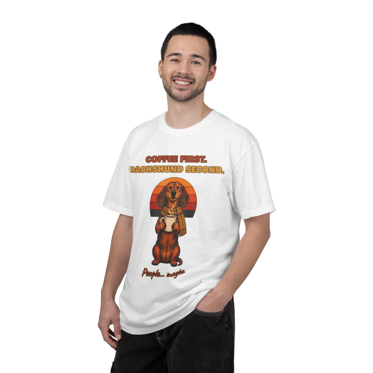 Coffee First Dachshund Second T-Shirt – Funny Dachshund Coffee Tee