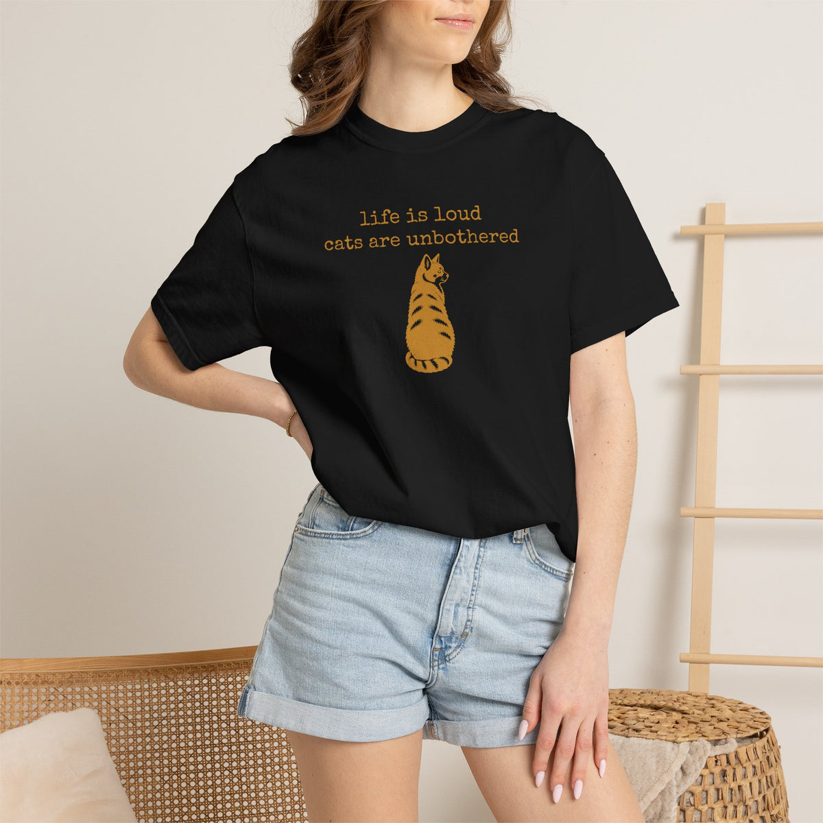 Cat Shirt, Life Is Loud Cats Are Unbothered Funny Graphic Tee