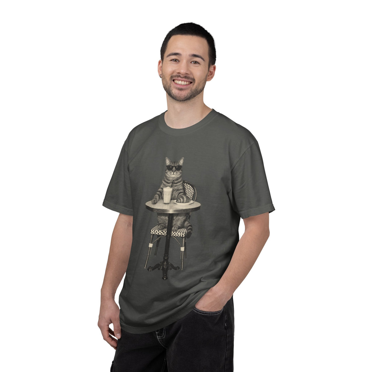 Cat Coffee Shirt, Vintage Brunch Cat in Sunglasses Tee