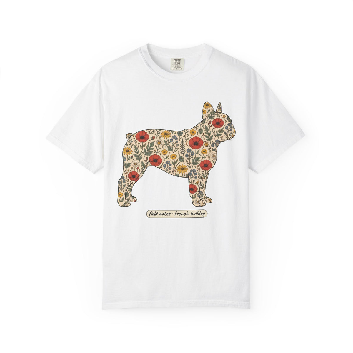 Floral French Bulldog Shirt, Wildflower Frenchie Comfort Colors Tee