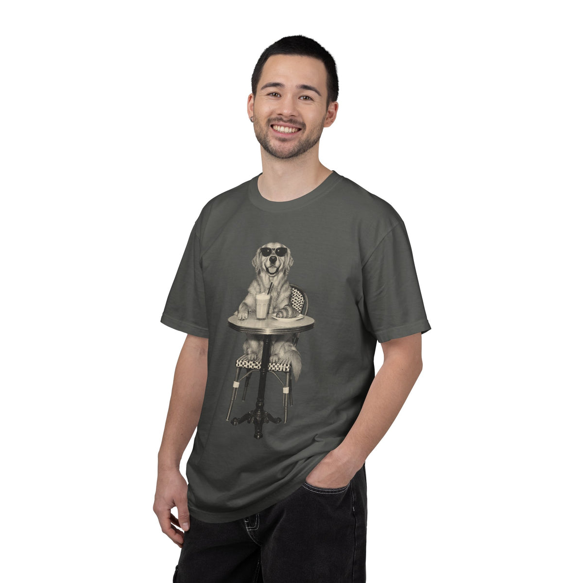 Golden Retriever Coffee Shirt, Vintage Brunch Dog in Sunglasses Tee