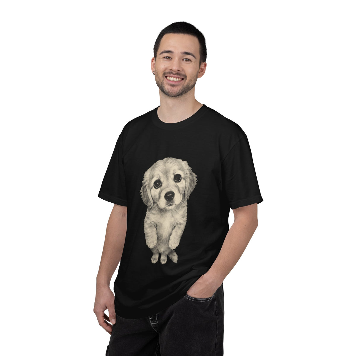 Sad Golden Retriever Meme Shirt, Standing Puppy Vintage Photo Graphic Tee
